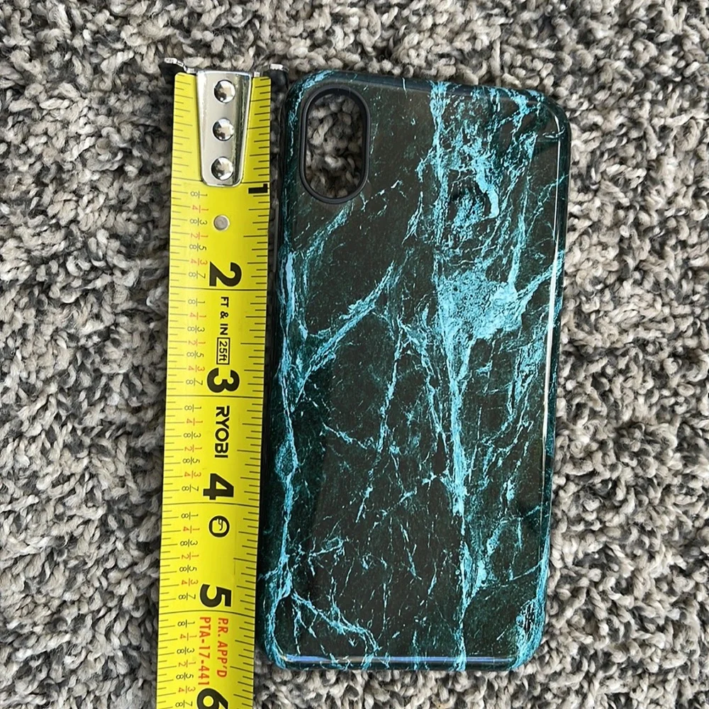 NEW iPhone X cell phone case glossy green marble